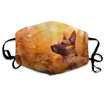 

Unisex Print Mouth Mask - Cool Dog Autumn Leaves Polyester Anti-dust Mouth-Muffle - Fashion Washed Reusable Face Masks for