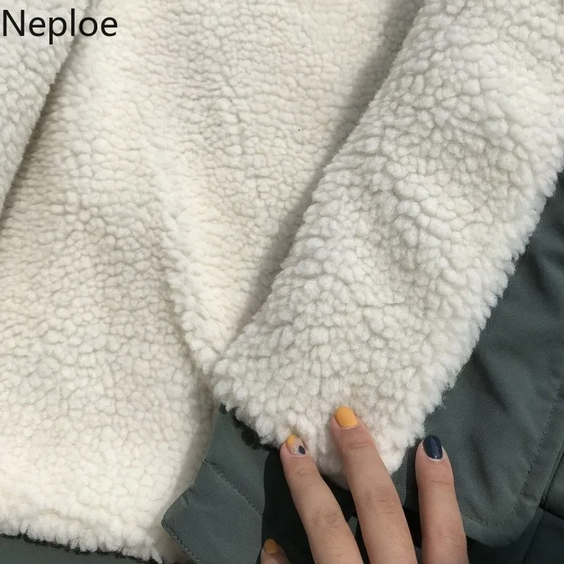 Neploe Новое толстое плотное короткое хлопковое пальто для женщин Лоскутная молния хлеб овечья шерсть парки зимнее, зауженное Превосходная куртка 46821
