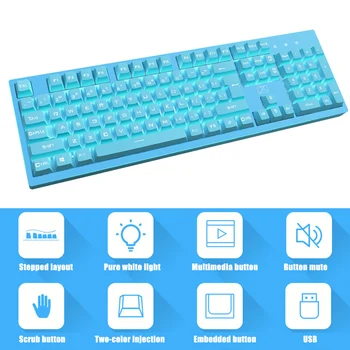 

Fashion USB Wired Keyboard 104 Keys Gaming PC Accessories for Computer with LED Light VDX99