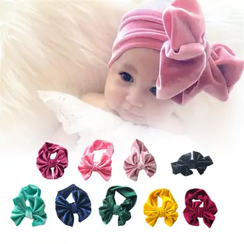 

Infant Headband Newborn Toddler Baby Girl Boy Headwear Solid Bowknot Soft Turban Velvet Hairband Baby Photo Props