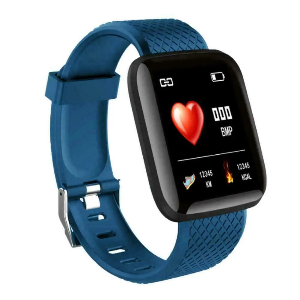 116 плюс смарт-Браслет Смарт-часы для фитнеса трекер активности для женщин мужчин и детей Fit bit Android iOS водонепроницаемые браслеты сердечного ритма - Цвет: Синий