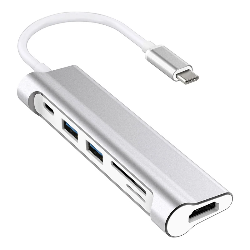 

6 In 1 Type-C Multi-Function Docking Station Usb3.1 Hub Type-C To Hdmi / Usb / Sd / Tf 2018 Hub
