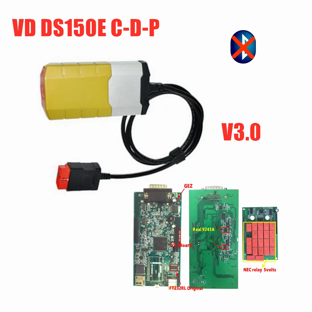 10 шт./лот DHL 2015R3/2016R0 Keygen VD ds150e c-d-p obd obd2 сканер для delphis с Bluetooth V3.0 pcb грузовик автомобильный диагностический инструмент - Цвет: without bluetooth