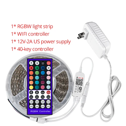 RGBW US and IR Set EeeToo, умный, Wifi, светодиодный светильник, водонепроницаемая, RGB лента, DC12V, лента, диод, светодиодный, Ночной светильник, приложение, дистанционное управление, работа с Echo Alexa - Испускаемый цвет: RGBW US and IR Set