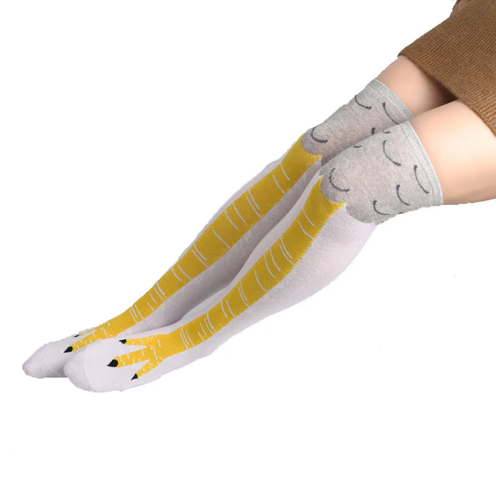 Рождественские носки, женские высокие Носки с рисунком курицы, Хлопковые женские носки с 3D принтом, забавные высокие носки с животными, забавный подарок