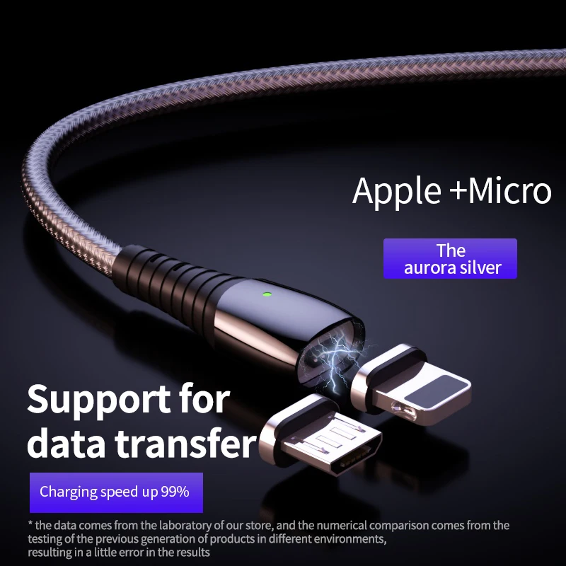 Магнитный usb-кабель Meide 2 м для iPhone XS samsung, зарядное устройство Micro USB type C, быстрая зарядка Micro usb type-C - Цвет: 2 in 1 Silver