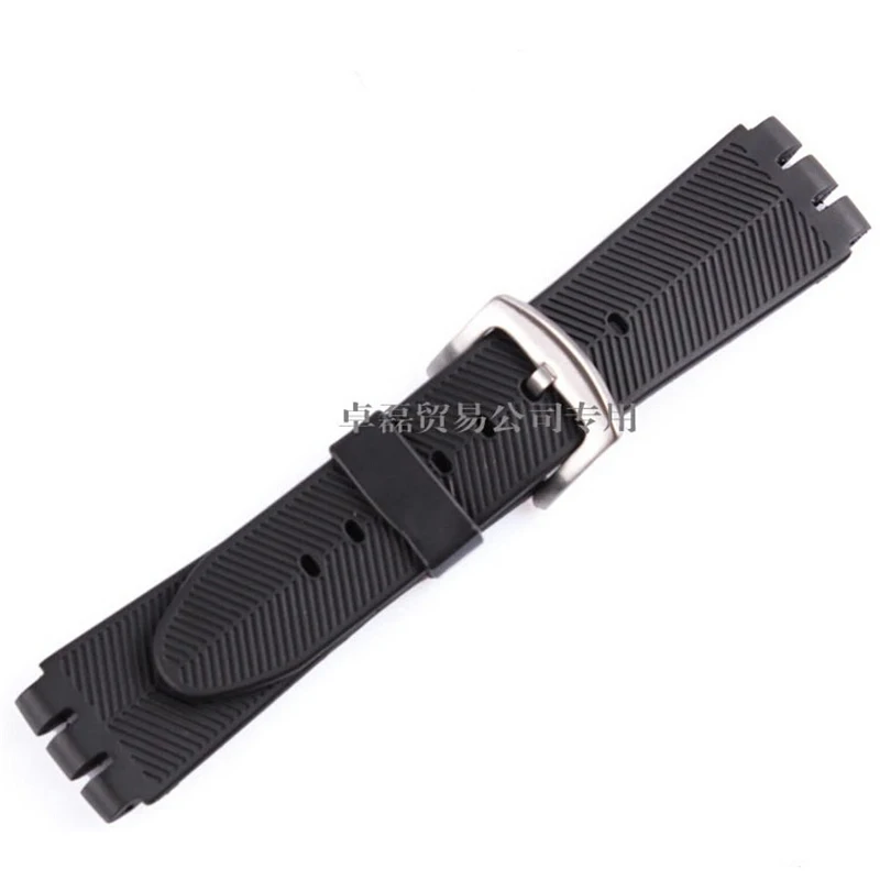 Premium Men's Black Waterproof Silicone Watchband - Soft, High-Quality Diving Strap Replacement