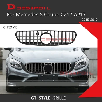 

For Mercedes S Coupe AMG GT Grill C217 A217 Auto Front Vertical Panamerica Grille 2015-2019 Cabriolet Convertible S400 S450 S550