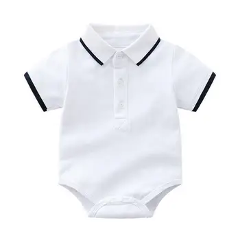 

Toddler Baby Boy Bodysuit Summer Clothes Cotton Short Sleeve White Polo Jumpsuit Children's Outfits Infant Onesie Knit Roupas