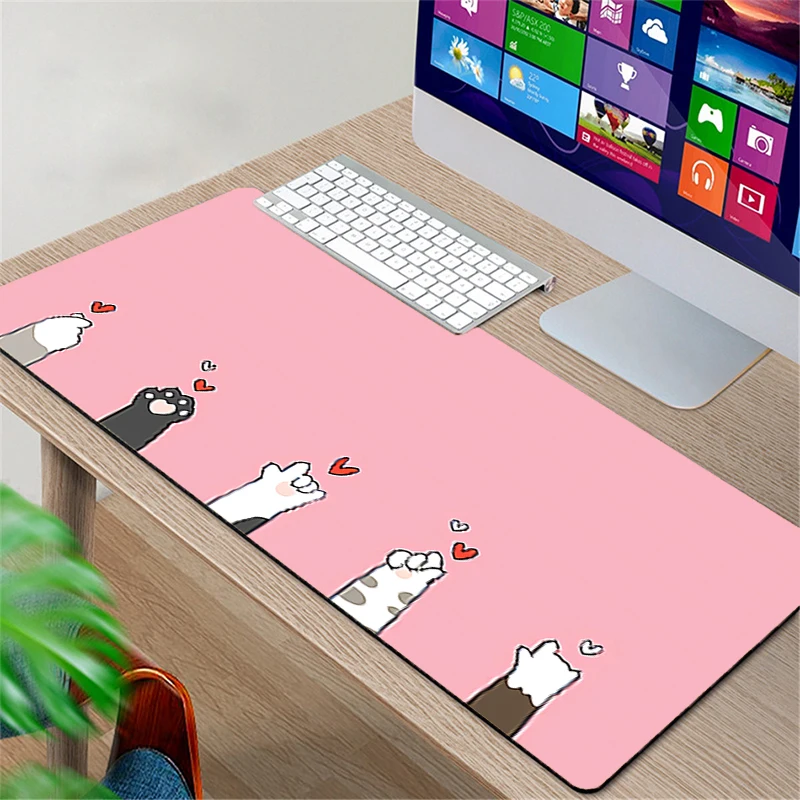 Mouse Pad Pink Cute Cat Paw rubber table Large Gamer tapis de souris xxl Desk mat Computer keyboard gaming accessories mousepad