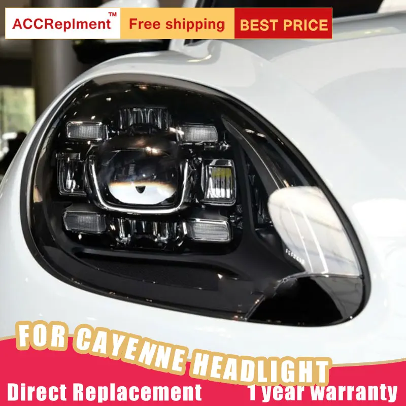 2Pcs LED Headlights For Porsche Cayenne 2011- ALL LED car lights Angel eyes Full LED Fog lights LED Daytime Running Lights