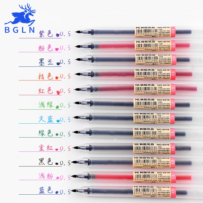 12 Pcs/lot 0.5mm Gel Pen Set Colorfule Cute Ink Maker Pen School Office Supply Muji Style 12 Colours Papelaria Material Escolar