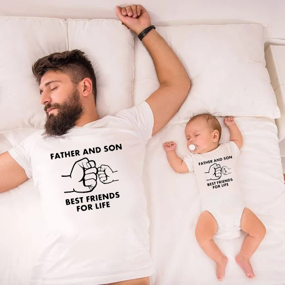 

Family Tshirt Baby Dad Matching Clothe Summer Tees Price for One Father and Son Best Friends for Life Family Matching Clothes
