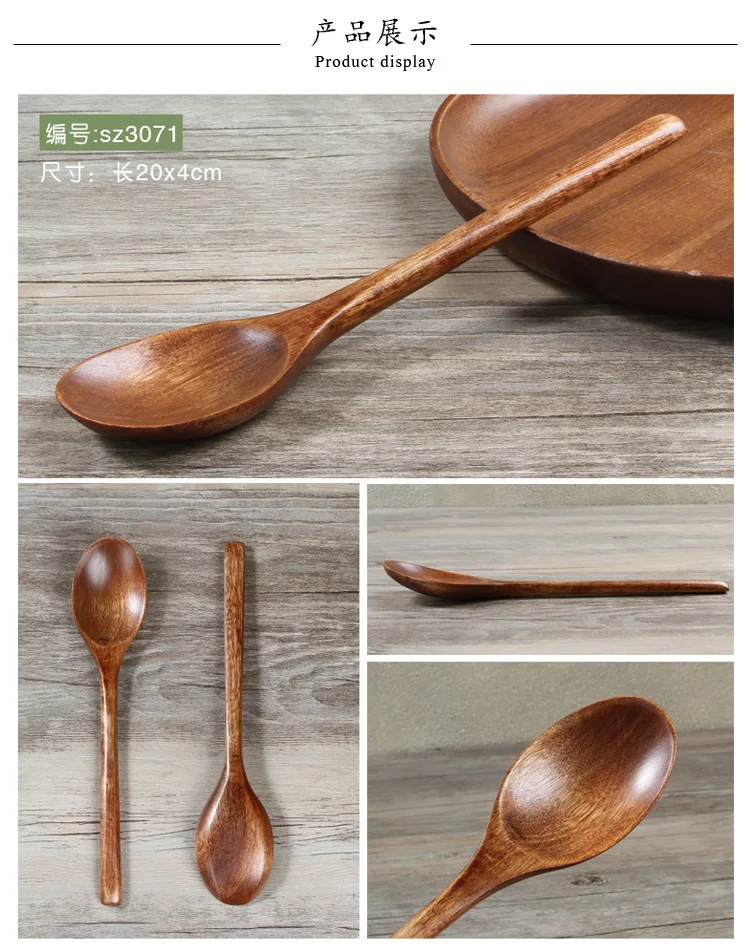 20 Cm Logs Spoon Environmentally Friendly Old Paint Edible Spoon Household Wood Spoon Practical Ladel Can Carve Writing Customiz