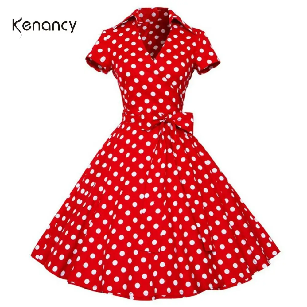 Женское платье в горошек стиле рокабилли с бантом|women retro dress|plus size vestidoretro dress |