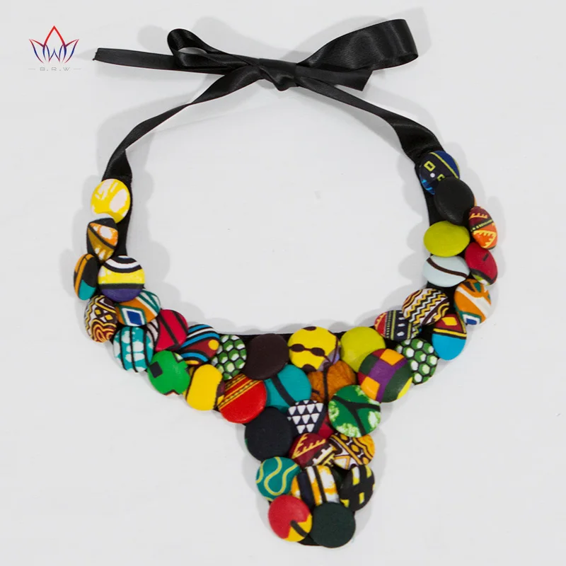 Новейший богемный стиль чокер с кнопками ожерелье африканская ткань ручной работы ювелирные изделия для тела ожерелье s& Кулоны для женщин BRW WYS23