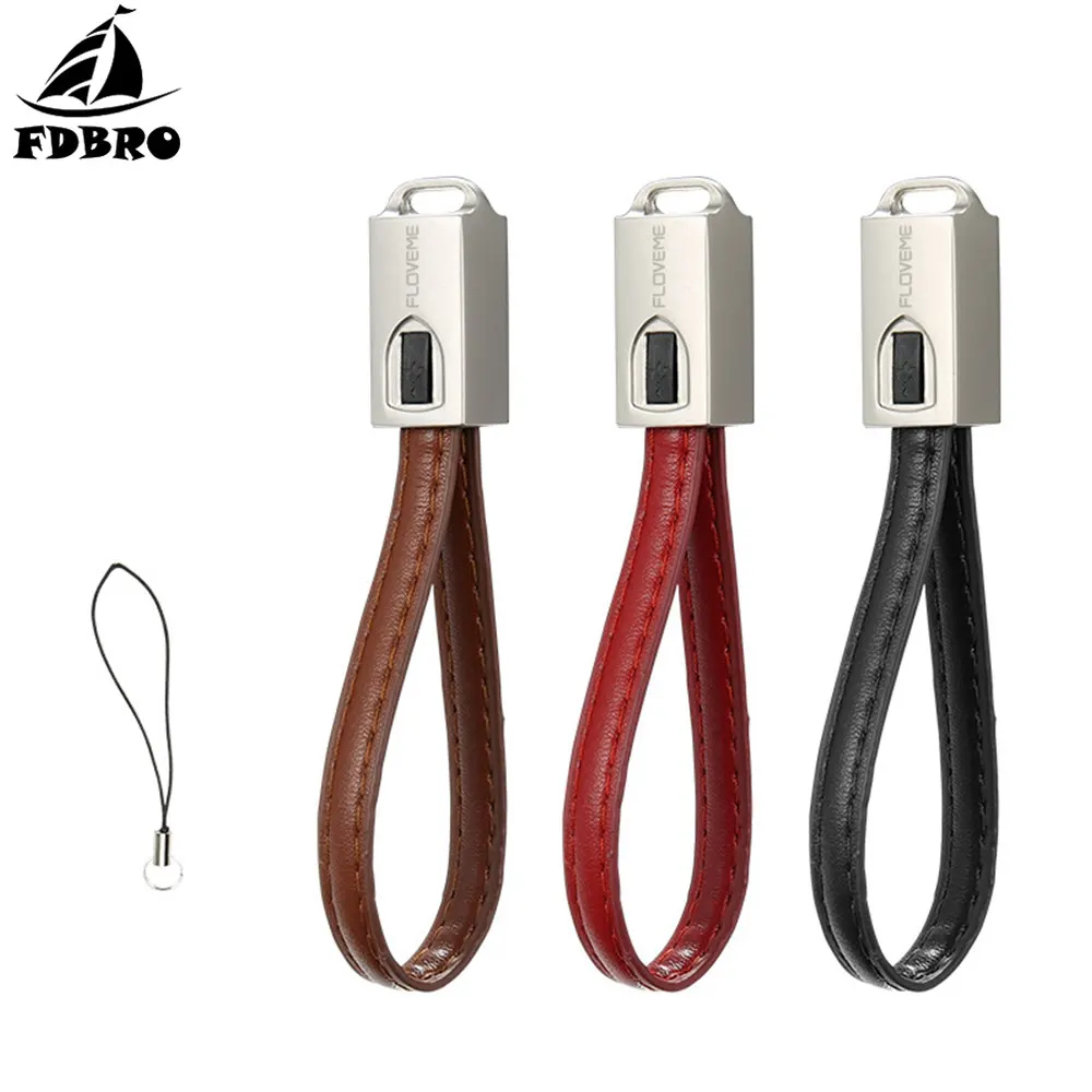 FDBRO горячий брелок USB кабель 2A Быстрая зарядка данных для микро-кабеля type-c для S9 S8 плюс Мини Кожаный USB кабели для телефонов