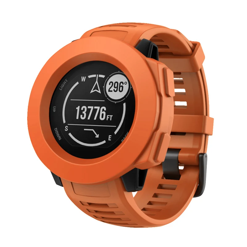 Оранжевый Смарт-часы силиконовый чехол рамка защитная оболочка для Garmin Instinct NIN668 - Цвет ремешка: Оранжевый