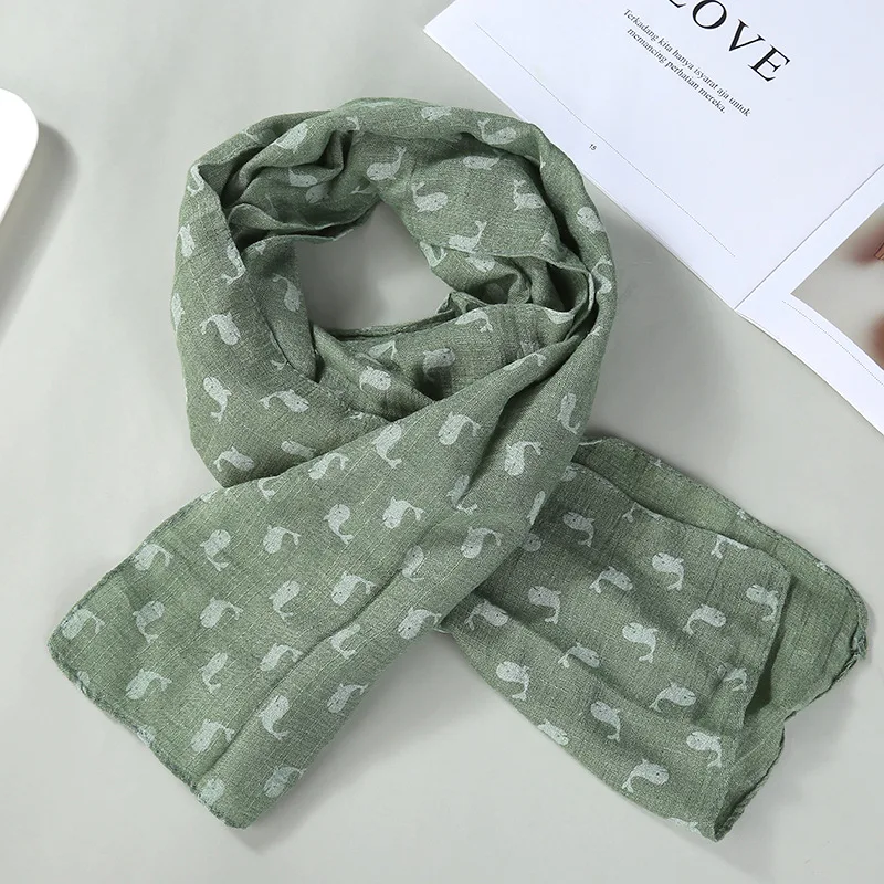 Dolphin Dark Green Осенний квадратный хлопковый льняной детский нагрудники-шарфы для малышей; зимний детский шейный платок; шарфы для мальчиков и девочек; аксессуары для шеи - Цвет: Dolphin Dark Green