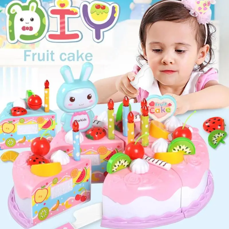 37 шт. форма для выпечки тортов DIY игрушки Кухня Еда ролевые игры резка фруктов на день рождения игрушки для детей шеф-повар роль, Обучающие игрушки, рождественские подарки