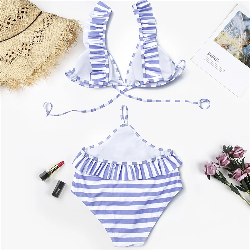 Ruffles Bikinis Women High Waist Swimsuit Deep V Bathing Suits Female Summer Biquini Sexy Striped Swimsuit Fashion Sexy Bikinis Ruffles Bikinis Women High Waist Swimsuit Deep V Bathing Suits Female Summer Biquini Sexy Striped Swimsuit Fashion Sexy Bikinis
