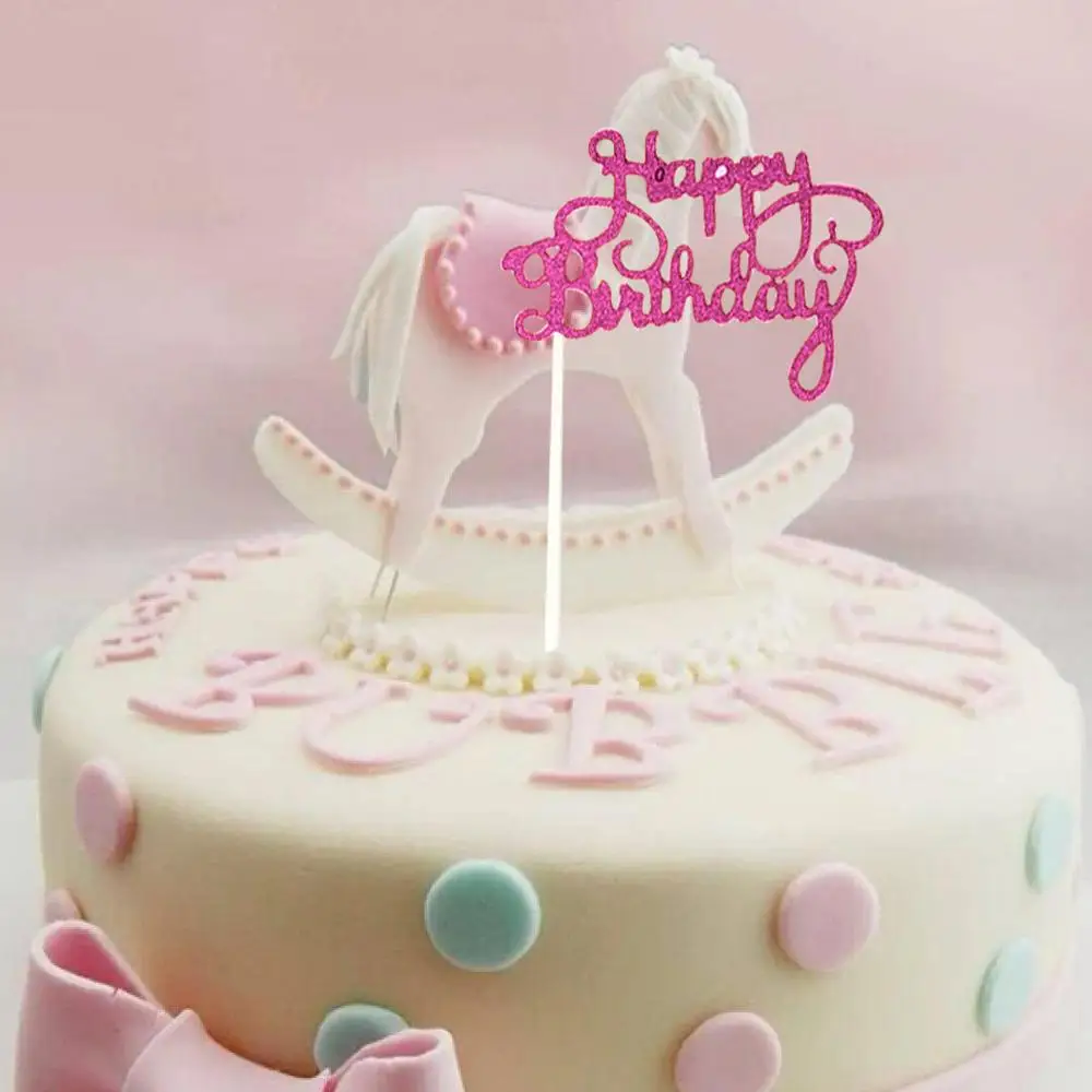 cake insert Christmas children Birthday cake card Glitter 3D Paper Happy Birthday Cake Topper Cupcake Dessert Decor Supplies cake insert@30 - Цвет: cake insert
