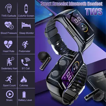 

TWS Smart Bracelet Headset Watch 2 IN 1 bluetooth 5.0 Sport Wristband Portable Earbuds Chargeable