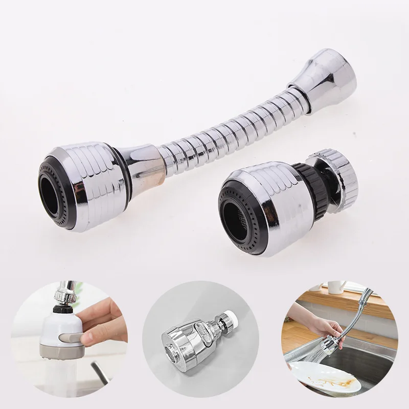 360 Degrees Flexible Rotatable Faucet Extender Stainless Steel Faucet