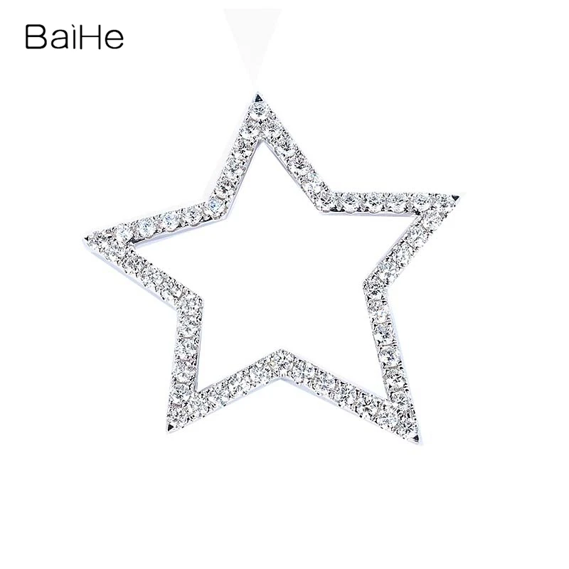

BAIHE Solid 18K White Gold 1ct Natural Diamonds Women Fine Jewelry Engagement Wedding Trendy beautiful star Diamond Pendant