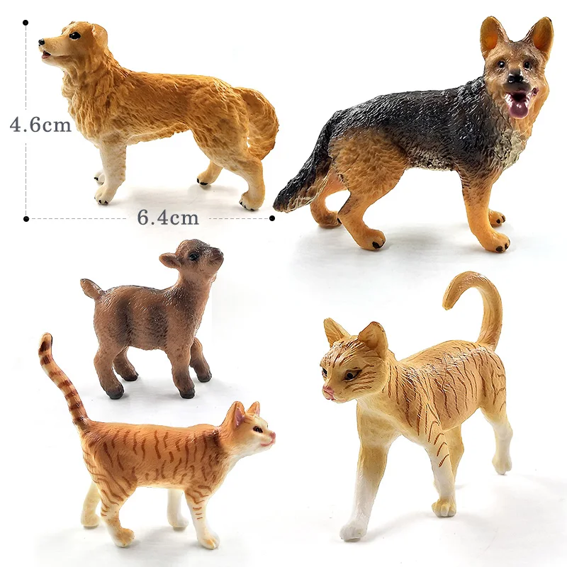 Cute Small Pig Cat Wolf Dog Rabbit Goat Sheep Duck Goose action figure farm toys plastic animal model Christmas Gift For Kids action figure