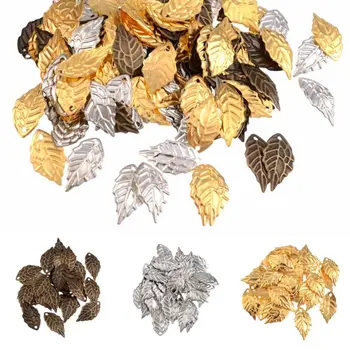 

100pcs Bronze/Rhodium/Gold Filigree Leaf Connector Findings Metal Crafts Decoration DIY Jewelry Pendants Findings 18*10mm