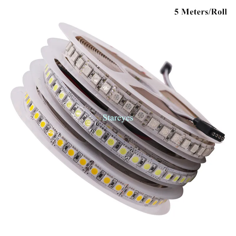 SMD5050 120 светодиодный/м 5 м DC12V DC24V RGB белый светодиодный полосы светильник IP20 IP65 IP67