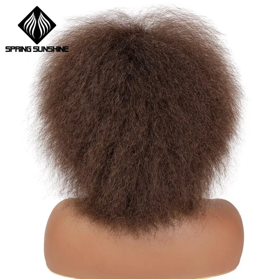 Весна солнце 6 дюймов 100 г синтетический парик короткие парики афро Яки прямые черные волосы для афро-американских женщин - Цвет: F30