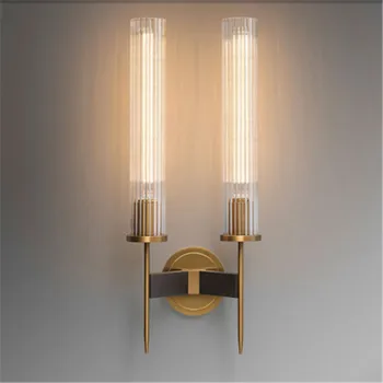 

Postmodern Loft luxury wall Light Creative Bedside Bedroom Glass Hotel Room Brass Wall Sconce Light