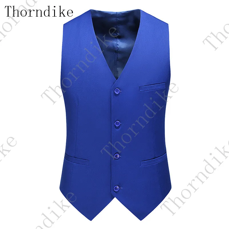 Royal Blue Thorndike, новинка, жилет для жениха, желтый, черный, Groomsmens, лучший мужской жилет, Азиатский Размер, M-6XL, однобортный, для свадьбы, выпускного, ужина, жилет - Цвет: Royal Blue