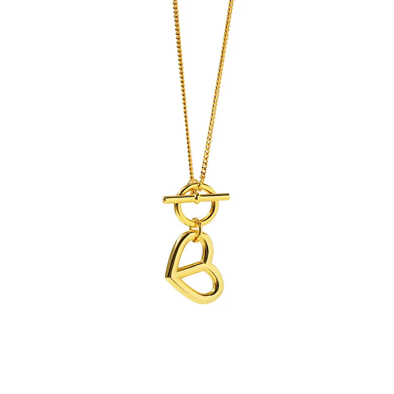 Amaiyllis 1 шт. 14 к дикая гладкая OT пряжка в форме сердца ключицы ожерелье подвески для женщин ожерелье ювелирные изделия - Цвет камня: gold
