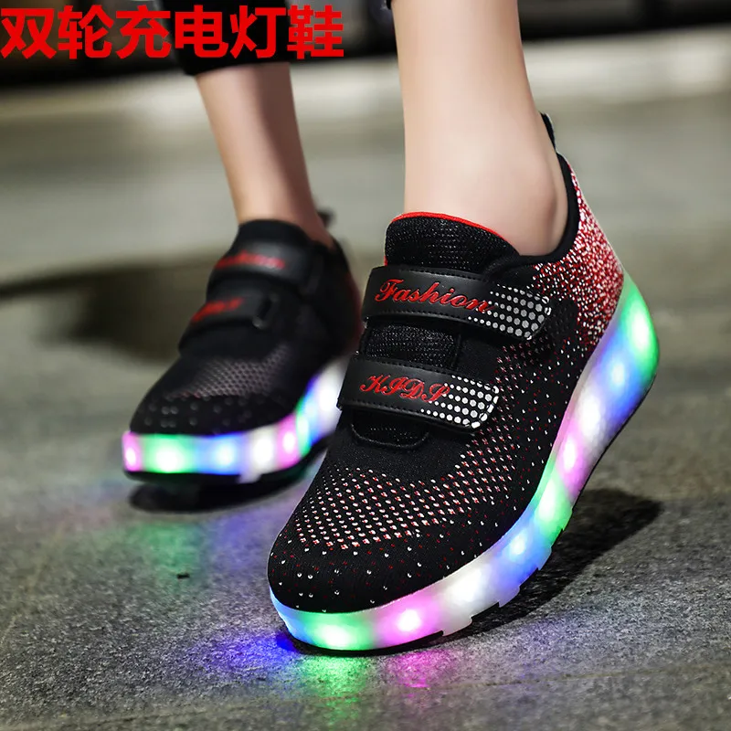 Heelys светящаяся обувь с зарядкой от usb, кроссовки с колесами, светодиодный светильник, спортивные роликовые коньки для детей, мальчиков и девочек, светодиодные кроссовки