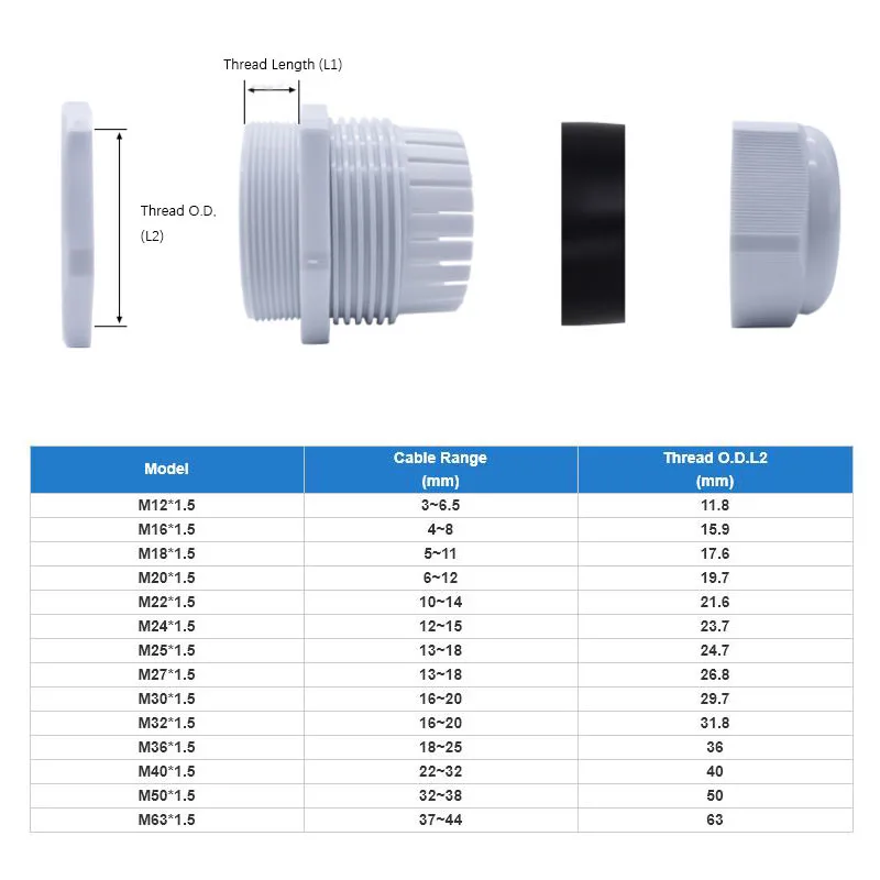 10 шт. IP68 PG7 для 3-6,5 мм M12 M16 M18 M20 M25 M36 M40 провода кабель CE белый черный Водонепроницаемый Нейлон Пластик кабельный ввод Разъем