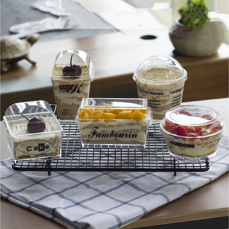 

20pcs High quality creative Tiramisu cake ice cream jelly cup transparent thick dessert plastic cups with covers baking package