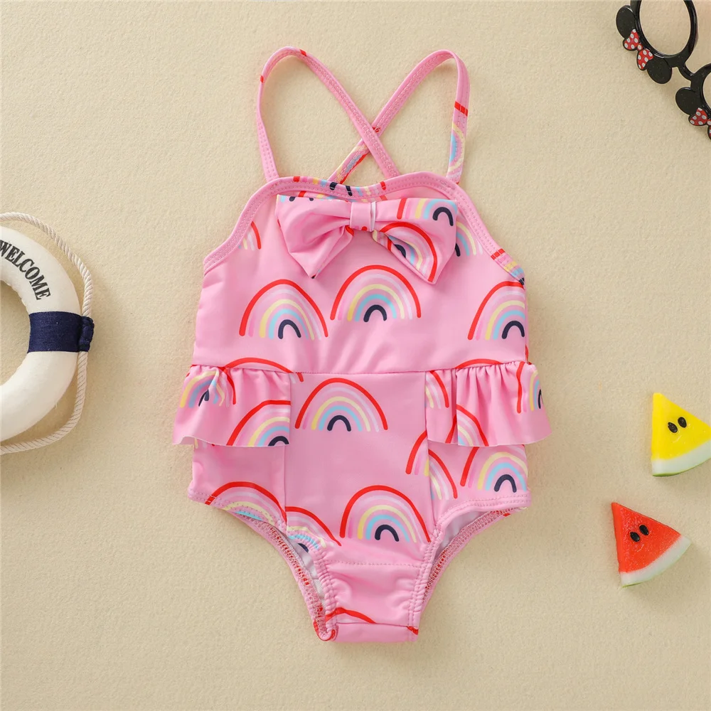 5 Color Newborn Baby Girl Cute Swimming Romper Swimsuit Toddler Rainbow