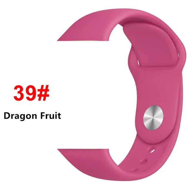 39 Dragon Fruit Спортивный мягкий силиконовый ремешок для Apple Watch, ремешок 44 мм, 40 мм, серия 5, 4, браслет для часов iWatch, ремешок 38 мм, 42 мм, 3, 2, 1, аксессуары - Цвет ремешка: 39 Dragon Fruit