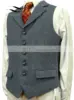 Men's Wool Tweed Slim Fit Leisure Cotton Suit Burgundy Vest Gentleman Herringbone Business Brown Waistcoat For Wedding Groom 2