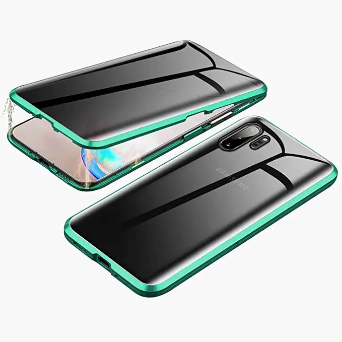 Роскошный чехол из закаленного стекла для samsung Note 10 S10 S9 S8 Plus Note 8 9 S10E A50 A70 магнитный металлический чехол 360 с полной защитой - Цвет: Green fangkui