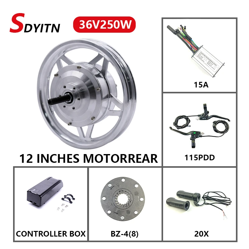 SDYITN 12/14 дюймов 36 в 250 Вт передний/задний полный двигатель комплект
