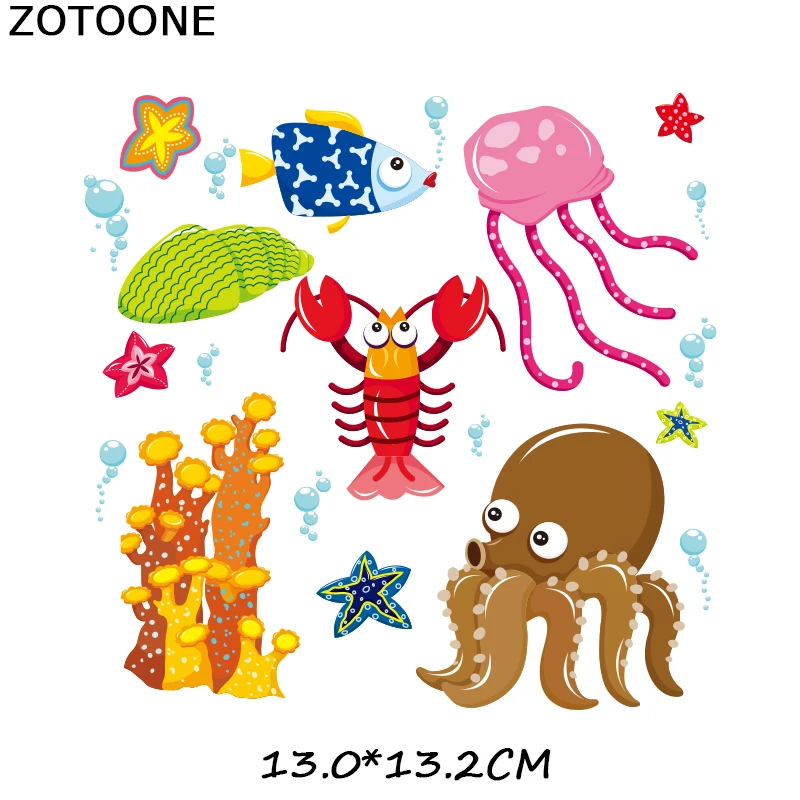ZOTOONE нашивка в виде животного, кошки, совы, железная переводная наклейка для одежды, самодельная футболка, термопереводная аппликация, наклейка "рыба" E