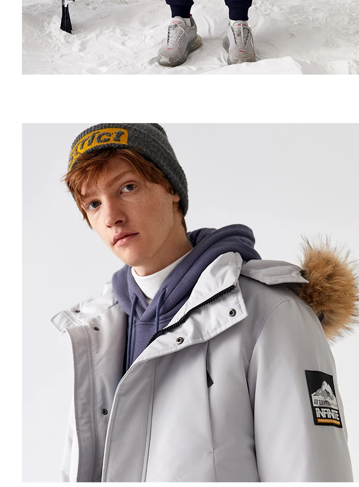 SEMIR пуховик мужской Зимний средней длины утолщенный меховой воротник куртка со стоячим воротником и капюшоном сохраняет тепло coldbreak пуховик мужской