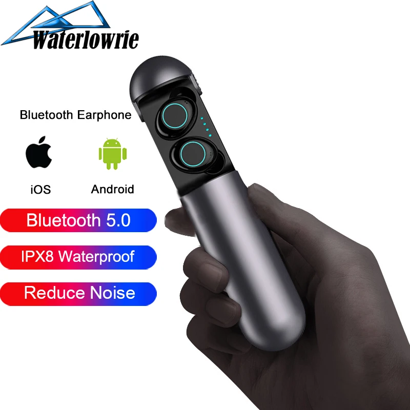 

Wireless TWS Bluetooth 5.0 Earphones 3D Stereo Hifi Headset IPX8 Deep Waterproof Headphones Sport Earbuds With Mic Charging Box