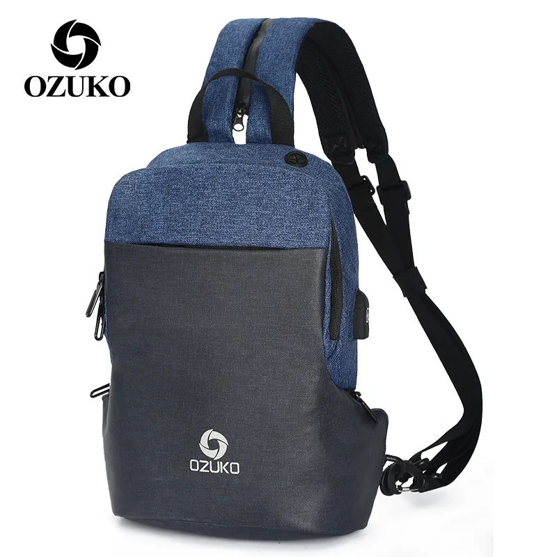 OZUKO, Мужская нагрудная сумка, водонепроницаемая, через плечо, сумки на плечо, большая емкость, нагрудные сумки, панельные нагрудные сумки, многофункциональные сумочки