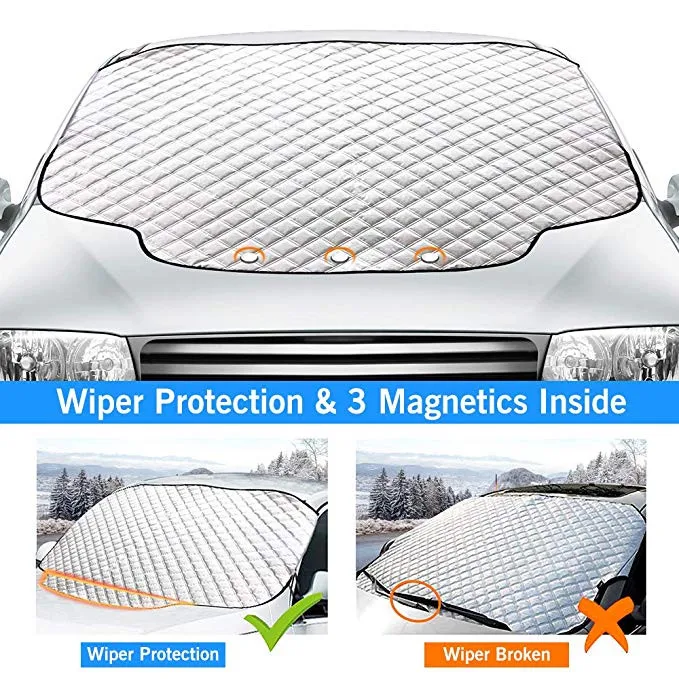 Windshield Snow Cover Car Ice Snow Magnetic EdgesThicker 4 Layers Frost Protection Large Fits SUVs Truck 147*116/157*126cm