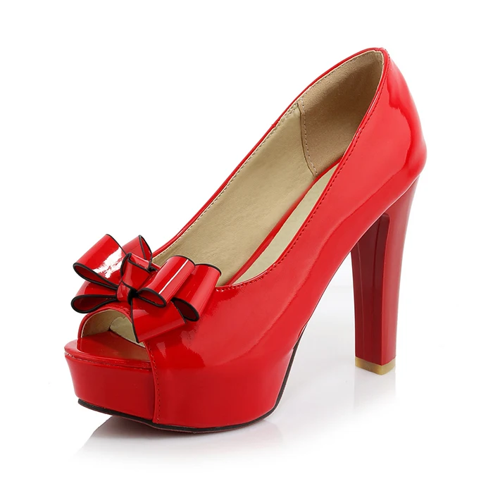 Patent leather-red Женские туфли в клетку с открытым носком на высоком каблуке; женские босоножки на платформе; вечерние модельные свадебные туфли на шнуровке; женская обувь на шпильке; zapatos de mujer - Цвет: Patent leather-red